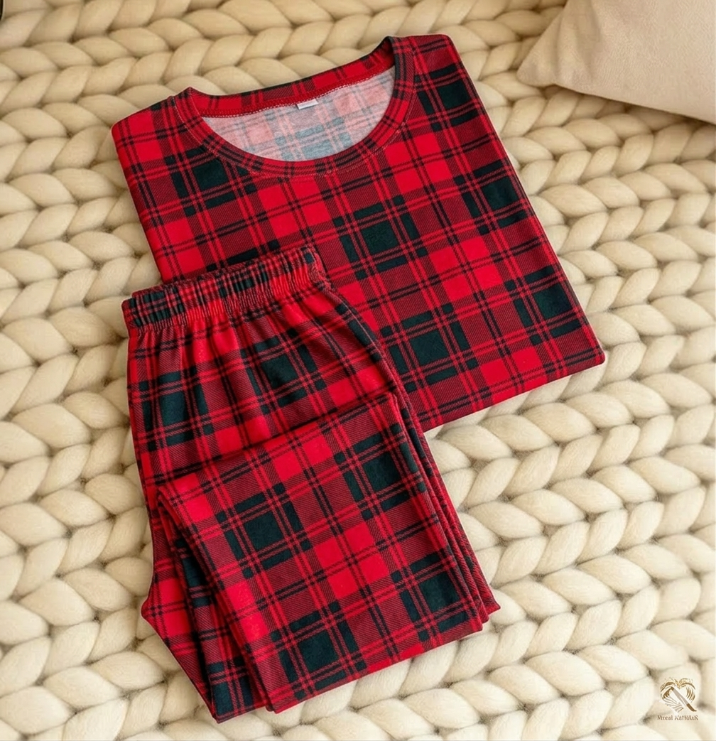 Crimson Plaid loungewear for women